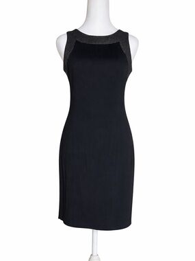 Banana Republic Shift Halter Sheath Sleeveless Dress Size 6 Lined Black Trim